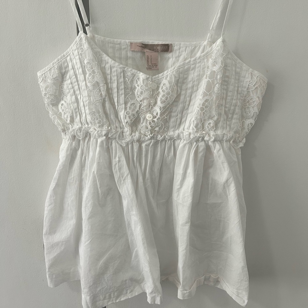 Vintage white flowy white tank